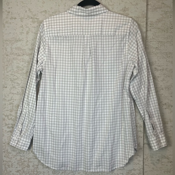Garnet Hill Gray Check Top Size 8 Organic Pima Button Up Work Casual Sustainable - Picture 8 of 13